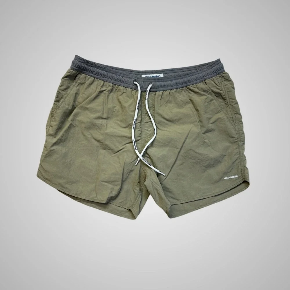 Maamgic Swim Trunks Mens XL Olive Green Excellent 5